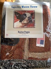 NEW Beautiful Boston Terrier Throw 100 COTTON, 50x60" Christmas, Birthday