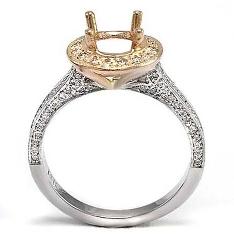 DIAMANT VERLOBUNGSRING HALBMONTIERT 14K WEISS ROTGOLD 6,75 R889 - Bild 4 von 4