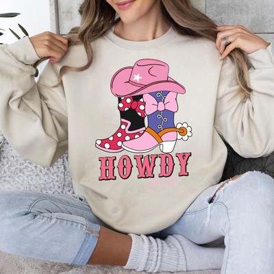 Classic Cowgirl Boot Howdy Yall Minnie Mouse Daisy Duck Besties Sweatshirt