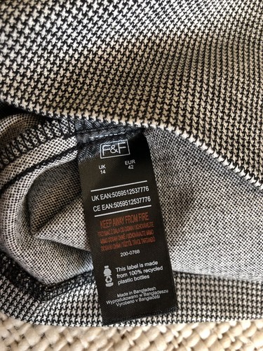 Black and white dogtooth stretchy dress, 14 F&F - Picture 9 of 12