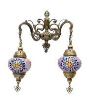 Turkish Moroccan Mosaic Handmade Tiffany Double Wall Lamp Light Scone Glass