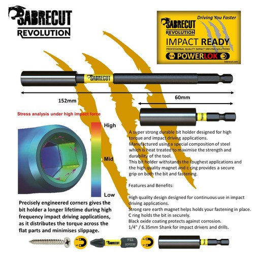 SabreCut 1x Impact Drill Driver Screwdriver Bit Holders 152mm Milwaukee DeWalt - Picture 4 of 7