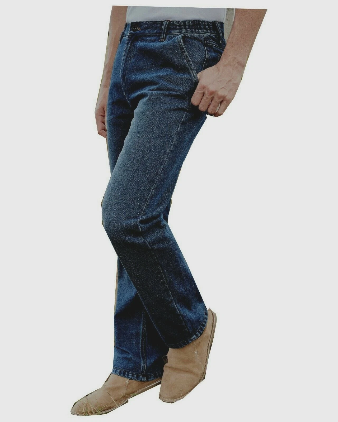 MENS EXPANDABLE FULL ELASTICATED WAIST JEANS CASUAL SMART WEAR GENTS PANTS