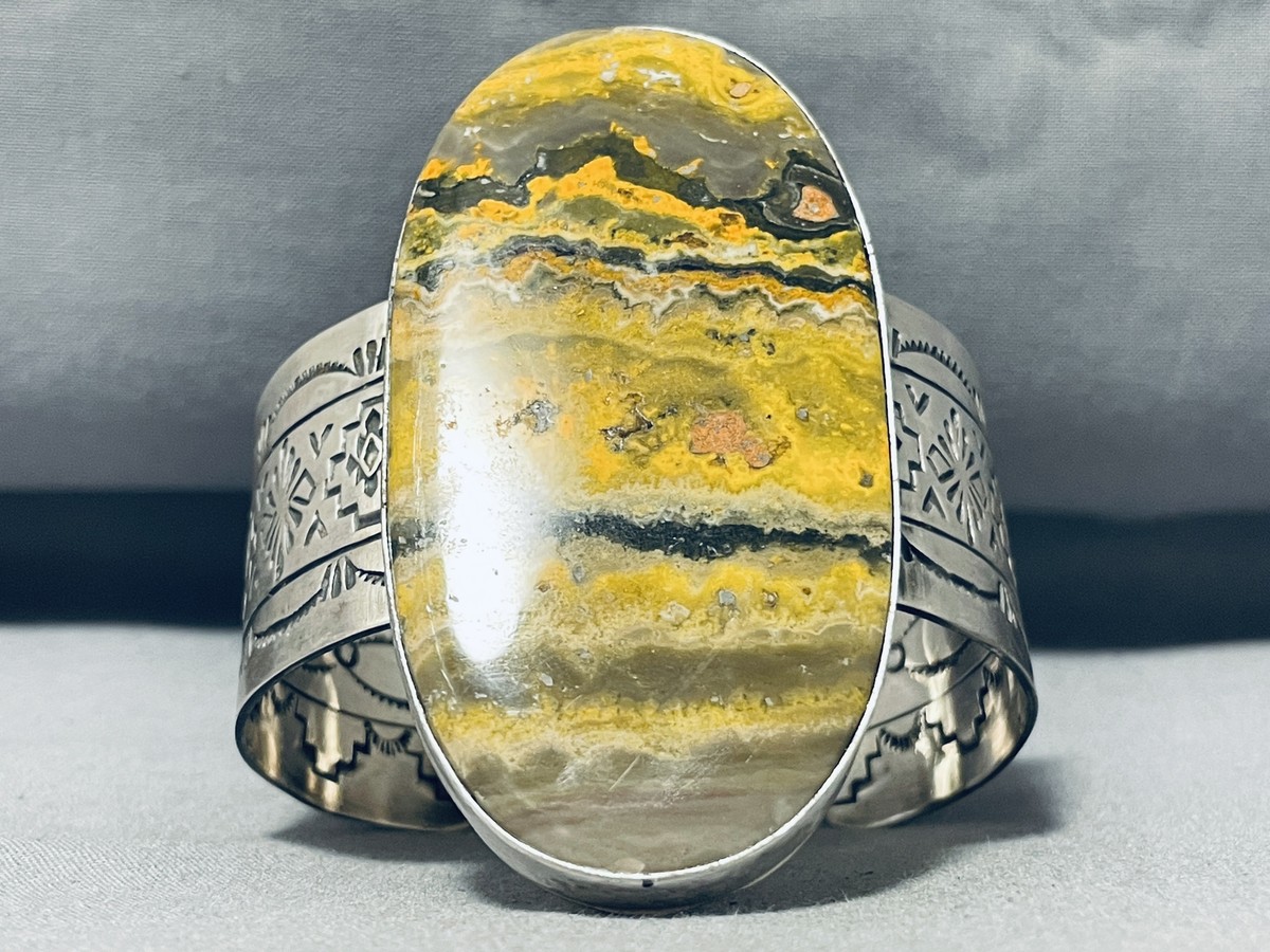 Gargantuan Native American Navajo Honeybee Sterling Silver Handstamped Bracelet Gargantuan Native American Navajo Honeybee Sterling Silver Handstamped Bracelet