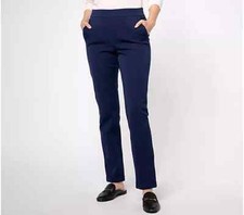 AnyBody Regular Pull-On All-Stretch Twill Pant Pockets Navy L A619750