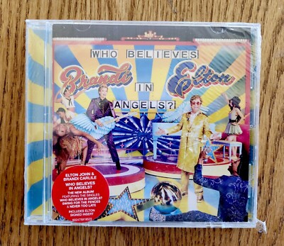 ELTON JOHN SIGNED INSERT WHO BELIEVES IN ANGELS? CD BRANDI STILL SEALED IN-HAND!