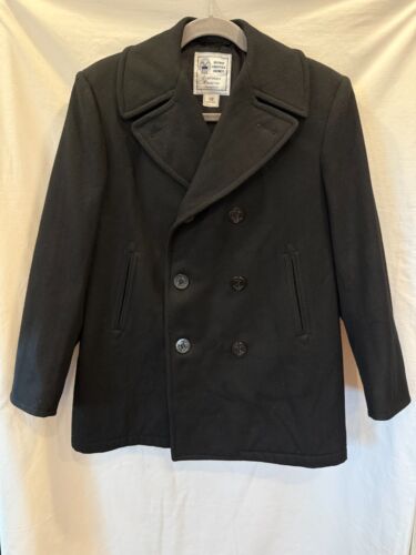 US Navy Men's DSCP Quarterdeck Collection Wool Pea Coat Overcoat Size 42R Black