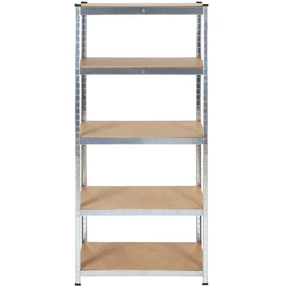 Scaffale 5 Ripiani Metallo e Legno 180x75cm Carichi Pesanti Scaffalatura Zincata - Immagine 3 di 4