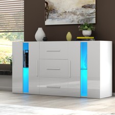 Image of Cabinet Sideboard Living Room Buffet Cupboards 3 Drawer 2 Door with LED Lights