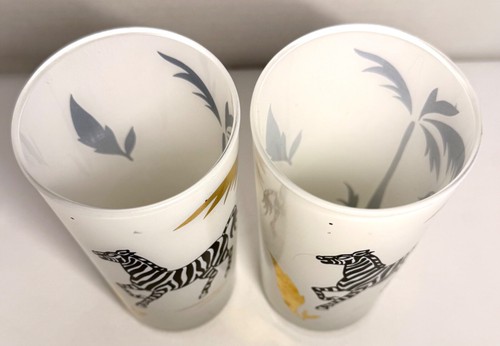 Bicchiere vintage in vetro con zebra e decorazione palma oro set di 2 - Foto 7 di 8