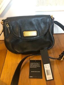 Marc Jacobs New York Black Leather Gold Tone Hardware Crossbody Bag Med | eBay