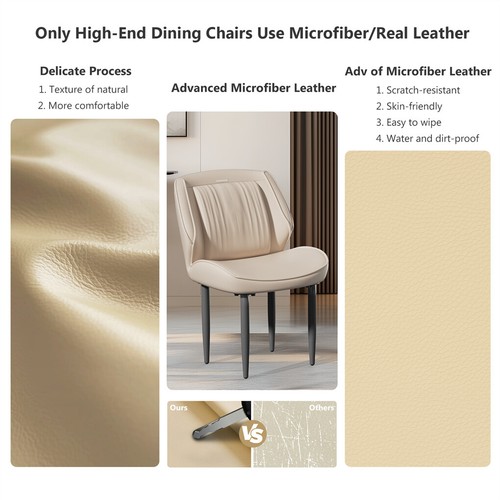 Set of 2 Modern Dining Chairs PU Leather Kitchen Chairs with Large Wide Backrest - Picture 12 of 18