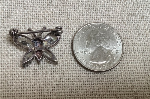 Broche Mariposa Pequeño Esterlina 925 Cristales Transparentes Ojos Rojos Marcasita - Imagen 2 de 3