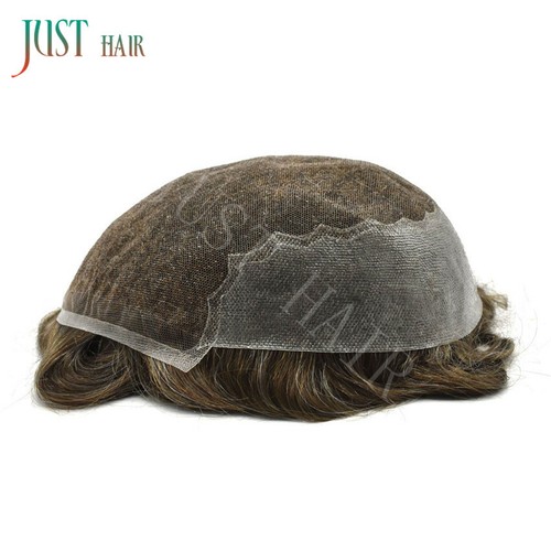 French Lace Front Bleached Men Toupee Hair Replacement System Poly Hairpiece Wig - Picture 4 of 80