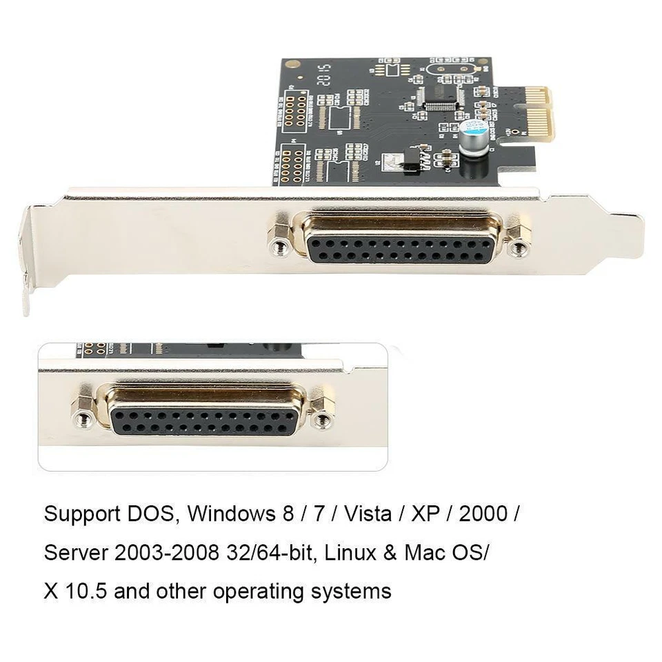 PCI-E Parallel Port DB25 LPT Printer Card Adapter Low  Bracket for Win10 - Image 3 of 4