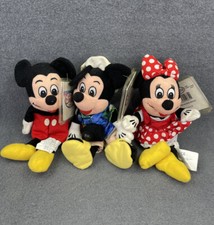 The Disney Store Original Mickey and Minnie Mouse 8" Bean Bag Plush LOT OF 3