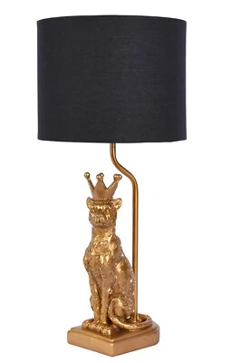 PALAZZO INT Tischleuchte Leopard Gold Schwarz Nachttischlampe Panther Tischlampe Leuchte neu