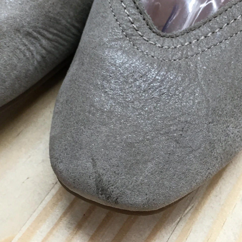 Sapatos femininos Lucky Brand 8,5 M Alba chinelo sapatilhas de balé couro camurça cinza - Imagem 4 de 4