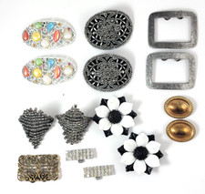 Shoe Clips 7 Pair France Musi S.G.D'Or Steel Cut Enamelm Flower