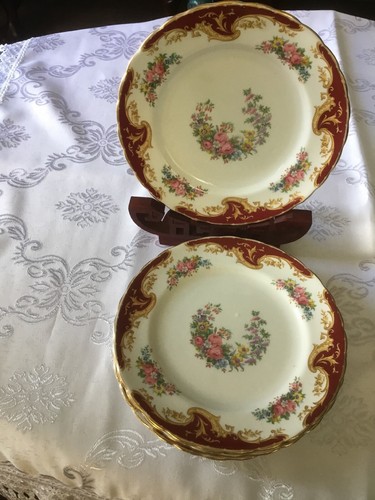5 Tuscan Naples English Bone China Enameled Floral Gold Gilt Salad Plates - Picture 6 of 11