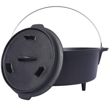 4.5 Quart Pre-Seasoned Cast Iron Dutch Oven with Skillet Lid Outdoor Deep Pot