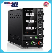 DC Power Supply Variable 30V 10A, Adjustable Switching Regulated DC Bench Power