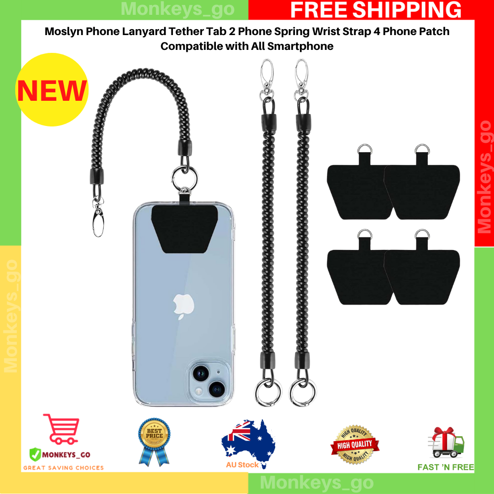 Phone Lanyard Tether Tab 2 Phone Spring Wrist Strap 4 Phone Patch  Compatible | eBay Australia