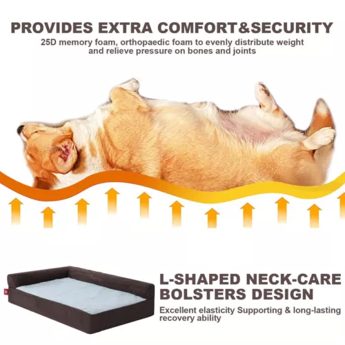 Removable Soft Dog Bed L Shaped Orthopedic Soft Memory Foam Pet Beds Couch Cover - Picture 5 of 29