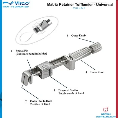 VIRCO Tofflemire Retainer Universal Matrix Dental Restorative Band Retainers Stainless