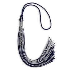 Endea Graduation Navy Blue/Silver Mixed Color Tassel With Stacked Silver Date Dr