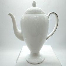 Wedgwood "Silver Ermine" R4452 Bone China Coffee Pot, White w/Silver Gilt Floral
