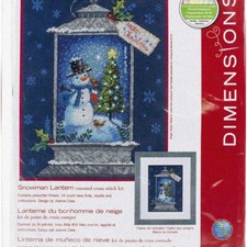 Snowman Glow Cross Stitch Kit - Create a whimsical winter wonderland with this 9