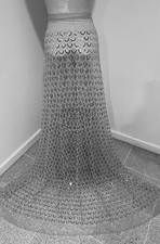 SILVER GRAY Beaded Sequins Embroidery Lace Fabric 50 Width Sold By The Yard