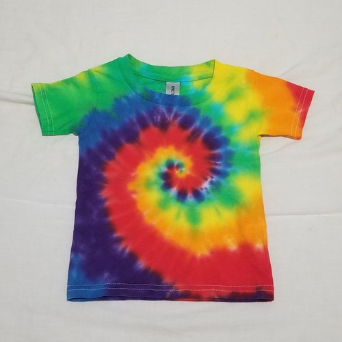 Handmade Tie Dye Rainbow Spiral Kid's Toddler's T-Shirt Size 2T Gildan Cotton - Picture 1 of 4