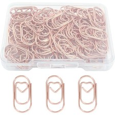 Rose Gold Mini Heart Shaped Paper Clips 100pcs Small Decorative Office Supplies
