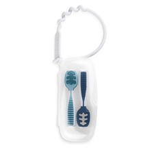 NumNum Baby Pre-Spoon Set Silicone GOOtensils BLW 6 Months Blue Travel Case