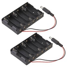 2pcs Battery Holder Case Box for 6 AA Batteries with Wire Black