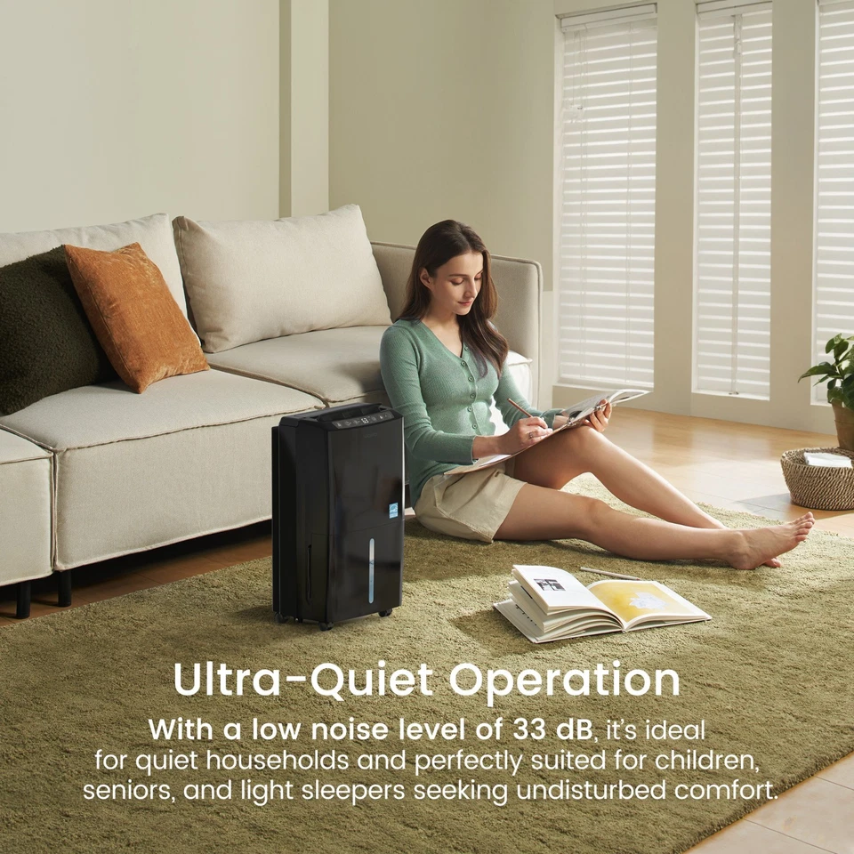 2500 sq ft Dehumidifier in Black for Basement - Intelligent Control, Auto Drain - Image 4 of 4