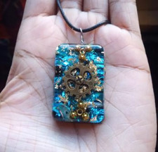 EMF Protection Orgone Pendant Necklace-Kyanite, Obsidian, Tourmaline, Orgonite