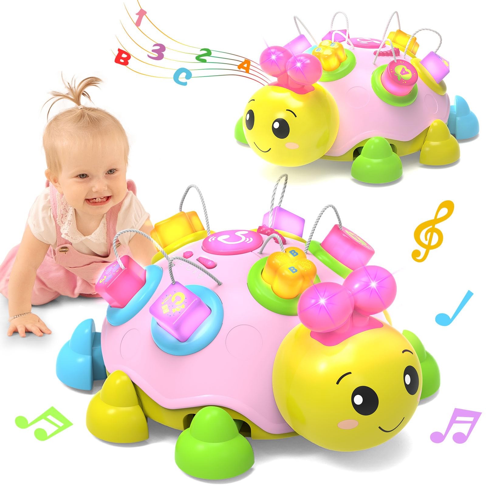 Baby Musical Ladybug Crawling Toys,Baby Toy 6-12 Months with Light-up Music, ...