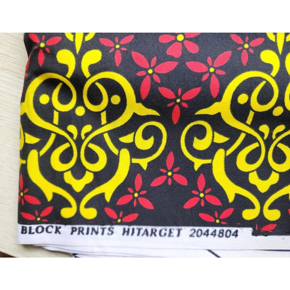 FABRIC BUNDLES-2 TOTAL-Veritable Wax Block Material-Black-Red-Yellow-12 YARDS - Image 2 of 4
