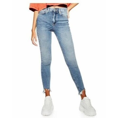 TopShop Women's Jamie Moto Jagged Hem Jeans 26X30 MSRP $80