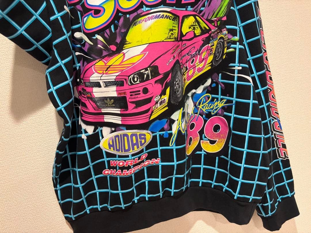Adidas Jeremy Scott Racing Car Hoodie Pink Blue Sweat… - Gem