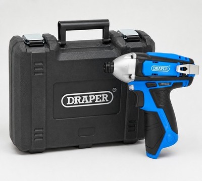 Draper 12 V Akku-Schlagschrauber 1/4 Zoll Sechskant blankes Gerät mit Koffer 70332