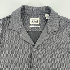 Scotch  Soda Amsterdam Camp Shirt Men  s Medium Birdseye Jacquard Charcoal Art