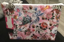 Ed Hardy Pink White Tattoo All Over Cosmetic Bag   New With Tag