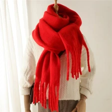 Womens Winter Cashmere Feel Pashmina Scarf  Red  Warm Blanket Wrap Unisex