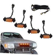 4PCS Grill Led Lights with Fuse Adaptor, Grill Lights for Trucks, Bright Amber