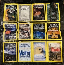 2 Large National Geographic Reusable Tote Bags 15x14x6 Grocery Shopping Travel