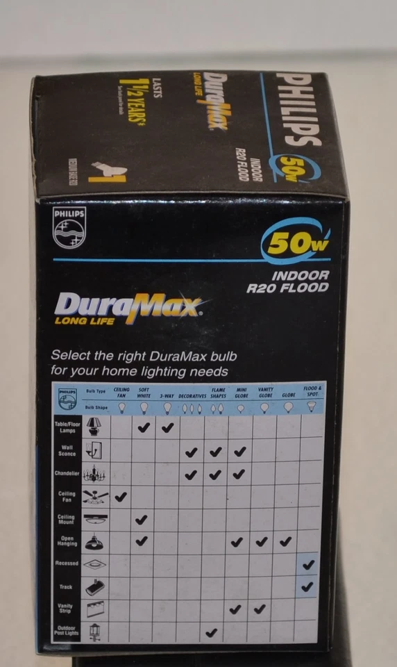 Philips Duramax Indoor Flood Lamp R20 50W 120V Bulb 385 Lumens 2500 Hours - Image 4 of 4